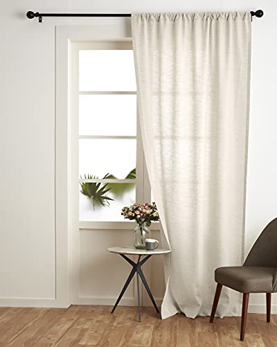 Solino Home Solino Home Light Natural Linen Curtain 52 x 132 Inch Light Filtering Rod Pocket Curtain 132 Inches Long 100 Pure Linen European Flax Window Treatment Panel for Living Room Bedroom 