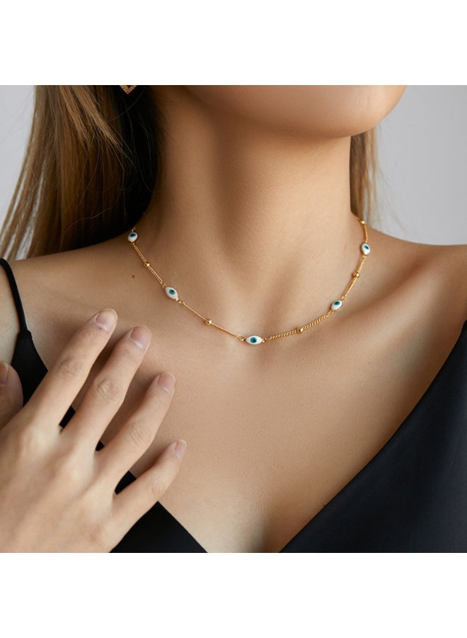 NOORISH 18K Gold Plated Eye Choker Necklace, Minimalist INS Style Chain Collarbone Jewelry, Fashion Trendy Gift for Women - Image 3