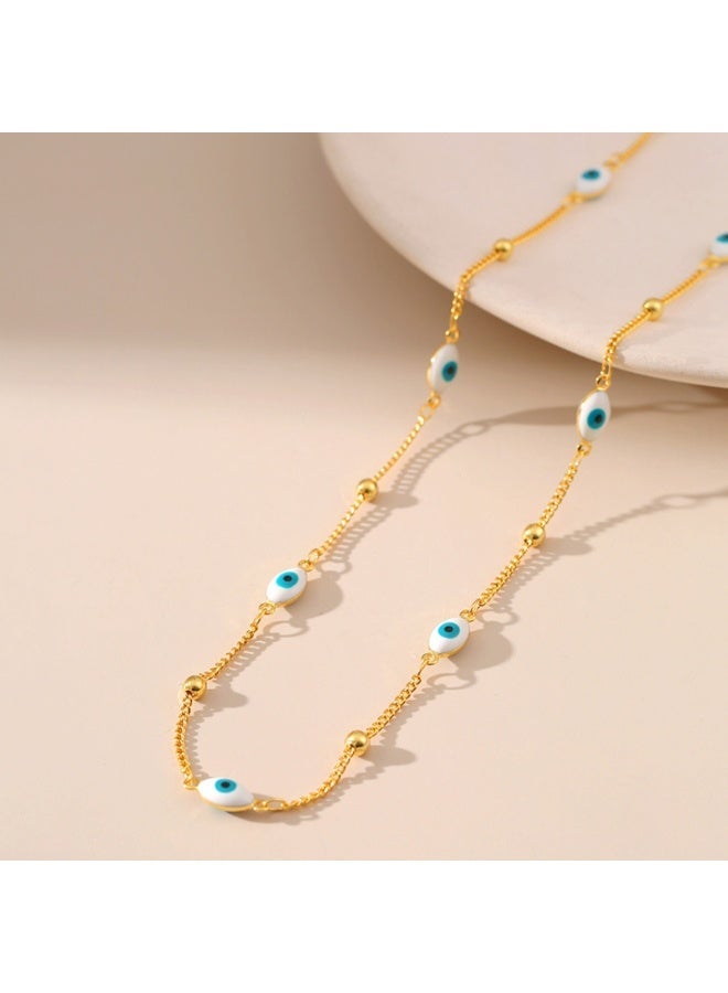 NOORISH 18K Gold Plated Eye Choker Necklace, Minimalist INS Style Chain Collarbone Jewelry, Fashion Trendy Gift for Women - Image 2