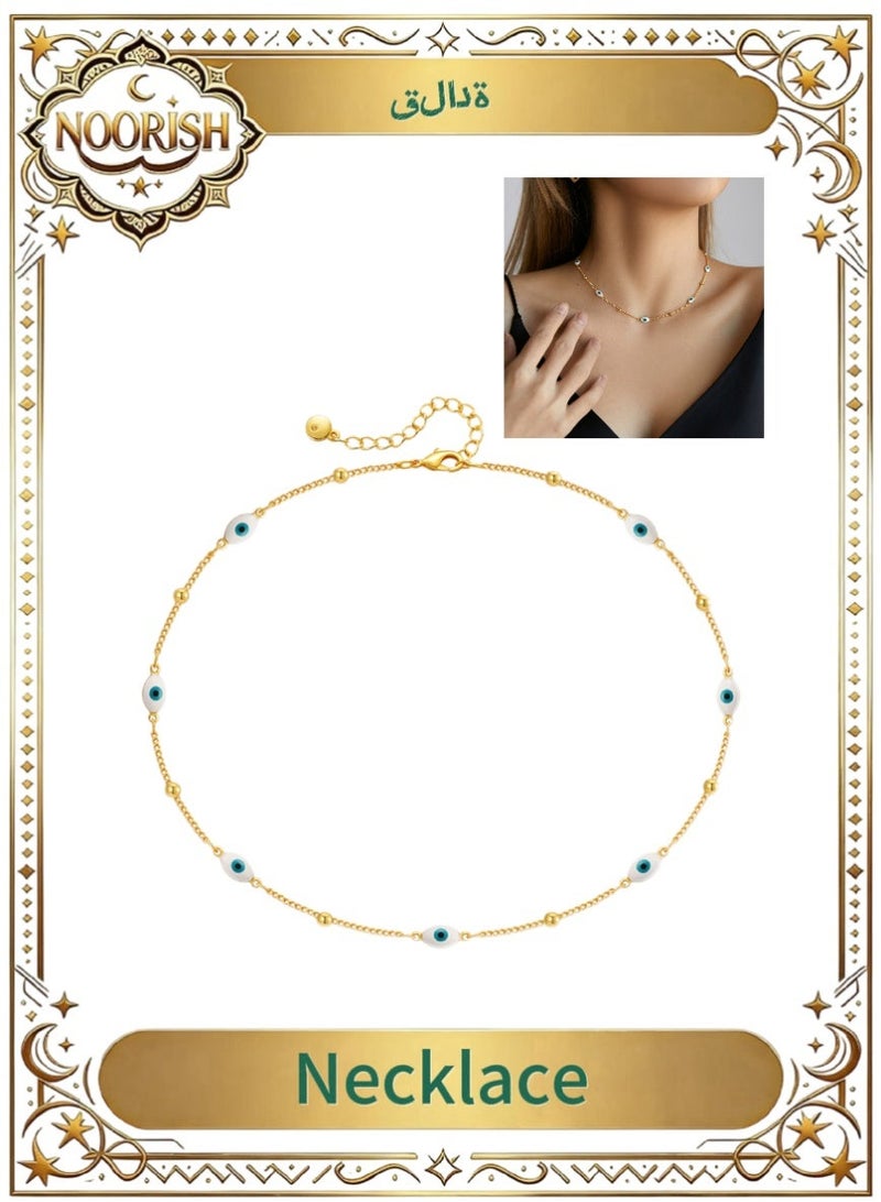 NOORISH 18K Gold Plated Eye Choker Necklace, Minimalist INS Style Chain Collarbone Jewelry, Fashion Trendy Gift for Women - Image 1