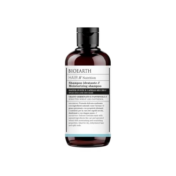 BIOEARTH Hair, Moisturizing Shampoo for dry hair and split ends with moisturising and nourishing effect, Made in Italy, Vegan, AIAB Certified - 250ml Pack