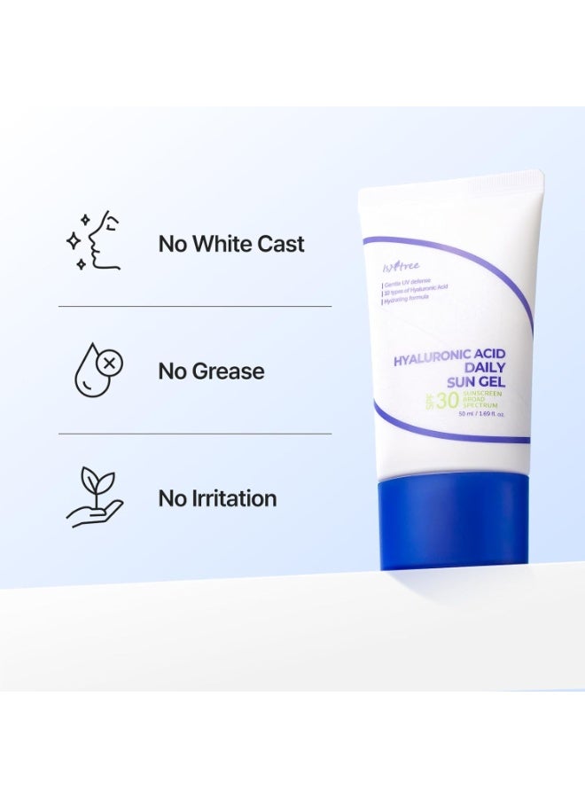 ISNTREE Hyaluronic Acid Daily Sun Gel SPF 30 | Korean Face Sunscreen with Hyaluronic Acid | Lightweight, Moisturizing Daily Sunscreen, No White Cast, 1.69 fl oz - Image 3