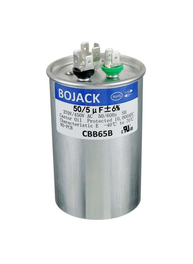 BOJACK 50+5Uf 50/5Mfd ±6% 370V/440V Cbb65 Dual Running Circular Start Capacitor for AC Motor Operation Or Straight Fan Or Condenser Start - Image 1