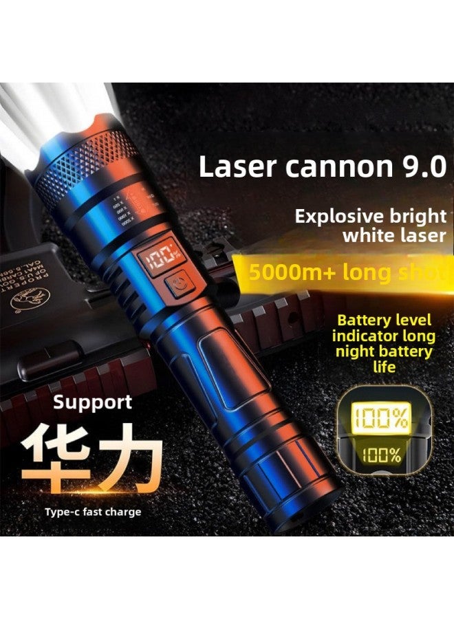 Special Forces Flashlight Large Aperture Strong Light Rechargeable Outdoor Emergency Long Shoot Bright Long Endurance Portable Zoom 