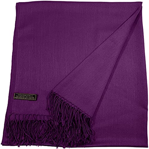 CJ Apparel Purple Solid Color Tassels Design Nepalese Shawl Scarf Wrap Stole Throw Head Wrap Pashmina Hand Made in Nepal New - Image 3