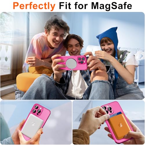 ZOZDOKG for iPhone 16 Pro Max Case with Privacy Screen Protector and Camera Protection Compatible with MagSafe Magnetic Matte Shockproof Phone Cover for iPhone 16 Pro Max Women/Girls, Hot Pink - Image 4