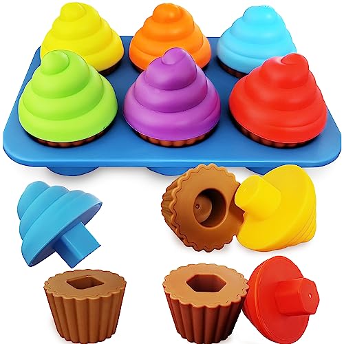 RAINBOW TOYFROG Cupcake Toy Toddler Toy Learning Colors and ShapeShape Sorting Toys for ToddlersGeometry Manipulatives Toddler Sensory Toys for Kids  Child Montessori Toys for Girls Boys - Image 1