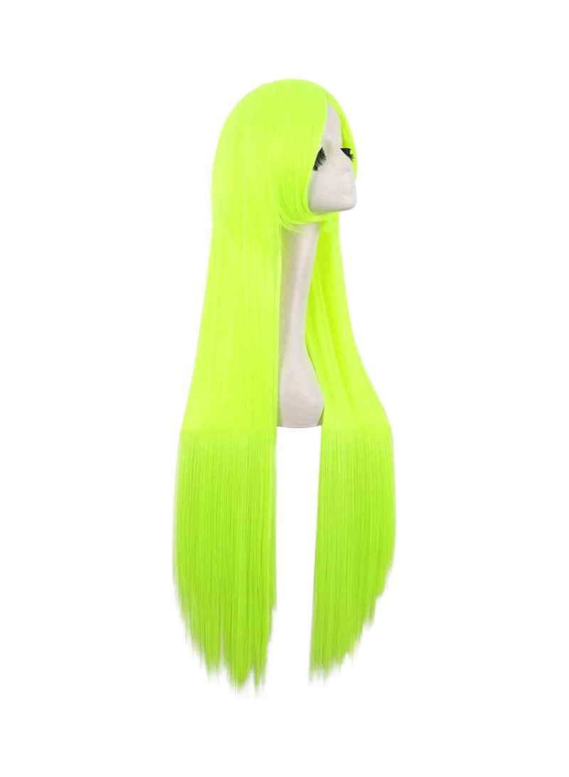 إستيل 40 بوصة 100 سم زي أنيمي طويل مستقيم تأثيري باروكة شعر نيون أصفر - Image 2