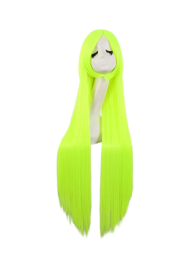 إستيل 40 بوصة 100 سم زي أنيمي طويل مستقيم تأثيري باروكة شعر نيون أصفر - Image 1