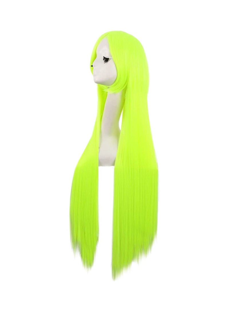 إستيل 40 بوصة 100 سم زي أنيمي طويل مستقيم تأثيري باروكة شعر نيون أصفر - Image 3