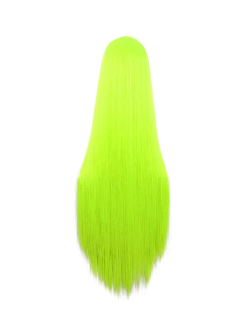 إستيل 40 بوصة 100 سم زي أنيمي طويل مستقيم تأثيري باروكة شعر نيون أصفر - Image 4