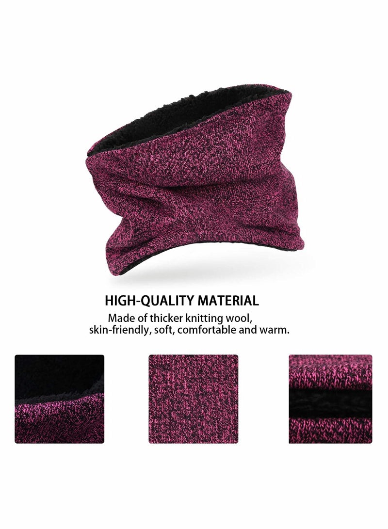 KASTWAVE Winter Beanie Hat Scarf Touchscreen Gloves Set(Rose Red) - Image 3