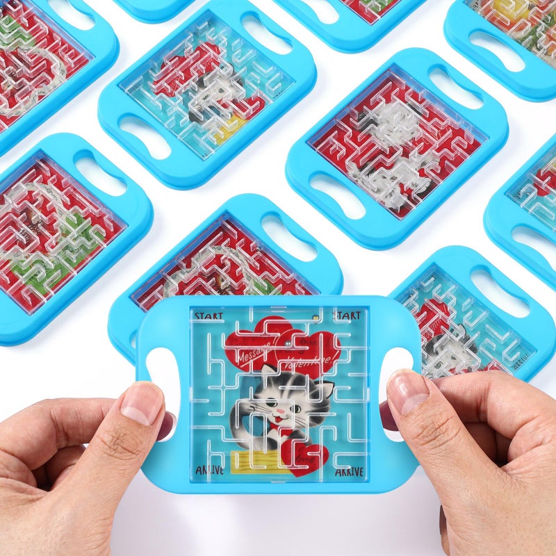 JellyArch 24 Pcs Valentines Day Maze Puzzle Cube Bulk Maze Game with Card Educational Cube Handheld Brain Teaser Puzzles Valentine Party Favor for Kid Goodies Bag Exchange Gift - Image 3