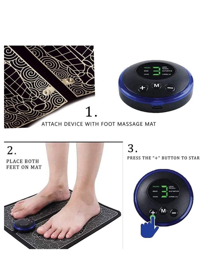 Generic EMS Electric Foot Massager - Complete Automatic Massage Mat for Soar Foot - Muscle Stimulator Vibrator Massage - Portable USB Rechargable (TM03, BLACK)  - Image 3