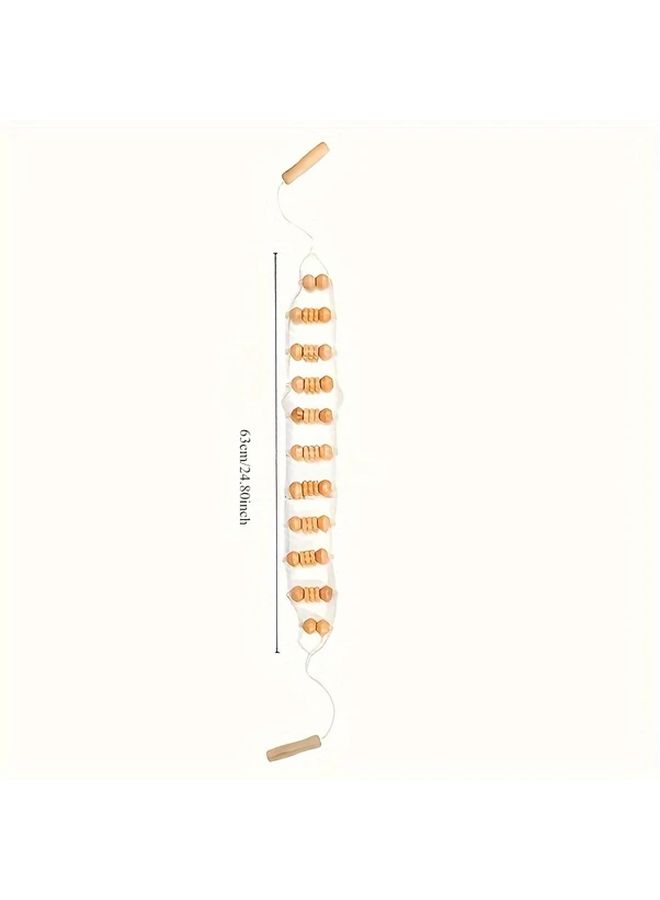 Brown Wooden Massage Roller With Interchangeable Heads And Hammock Attachment - Image 3