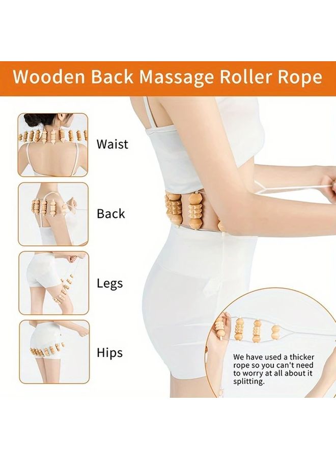 Brown Wooden Massage Roller With Interchangeable Heads And Hammock Attachment - Image 5