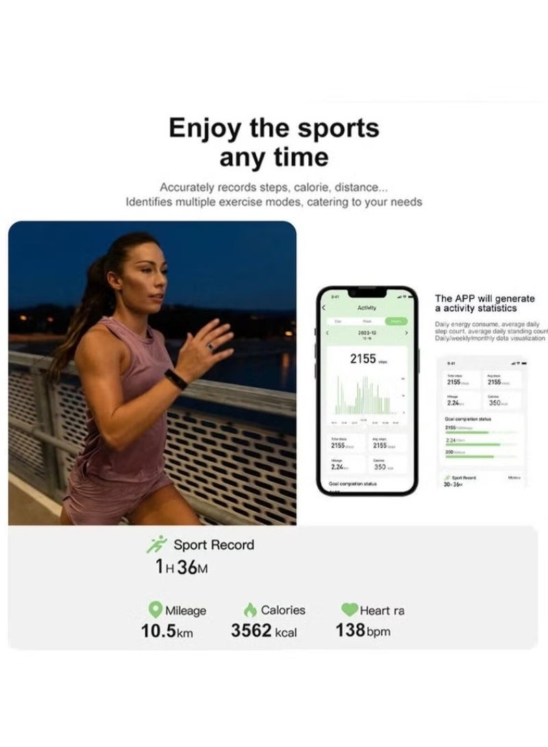 Smart Ring Titanium Steel Shell Health Monitoring IP68 & 3ATM Waterproof Multi-sport Modes (Deep Grey, 18.9mm) - Image 4