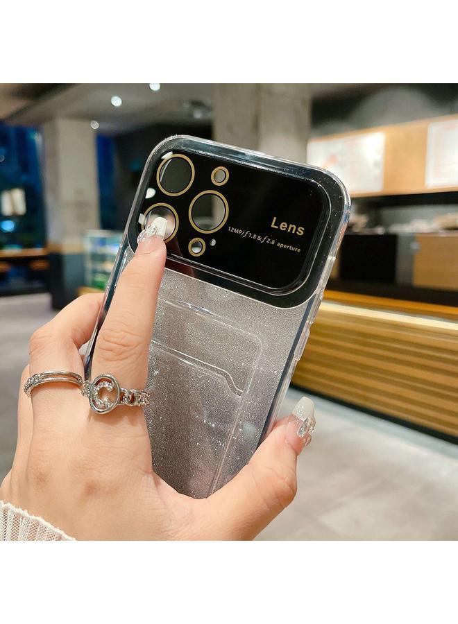 زبون جراب لهاتف iPhone 13 Pro Max، جراب هاتف لامع متدرج اللون بنافذة كبيرة مع فتحة للبطاقة - Image 4