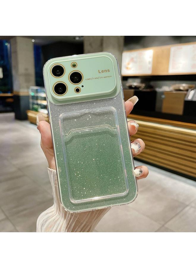 زبون جراب لهاتف iPhone 13 Pro Max، جراب هاتف لامع متدرج اللون بنافذة كبيرة مع فتحة للبطاقة - Image 1