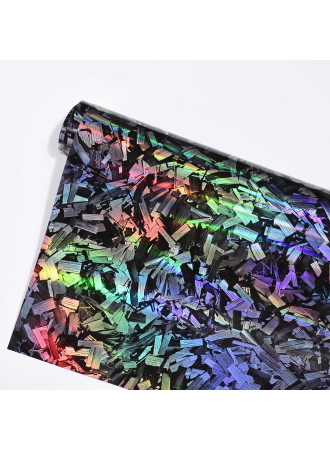 AUMOHALL Holographic Black Rainbow Forged Carbon Laser Car Vinyl Wrap Gloss Color Change Car Body Decorative Film, 59.84'' x 19.68'' - Image 2