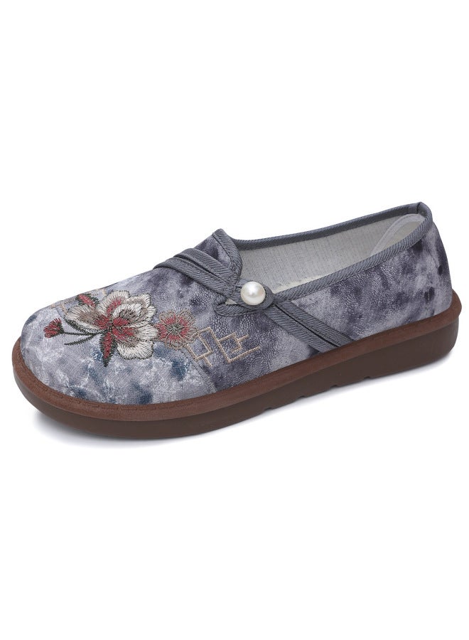 Women's Shoes Spring Ethnic Style Old Beijing Cloth Shoes Soft Sole Comfortable Slip-on Flats Mother's Shoes