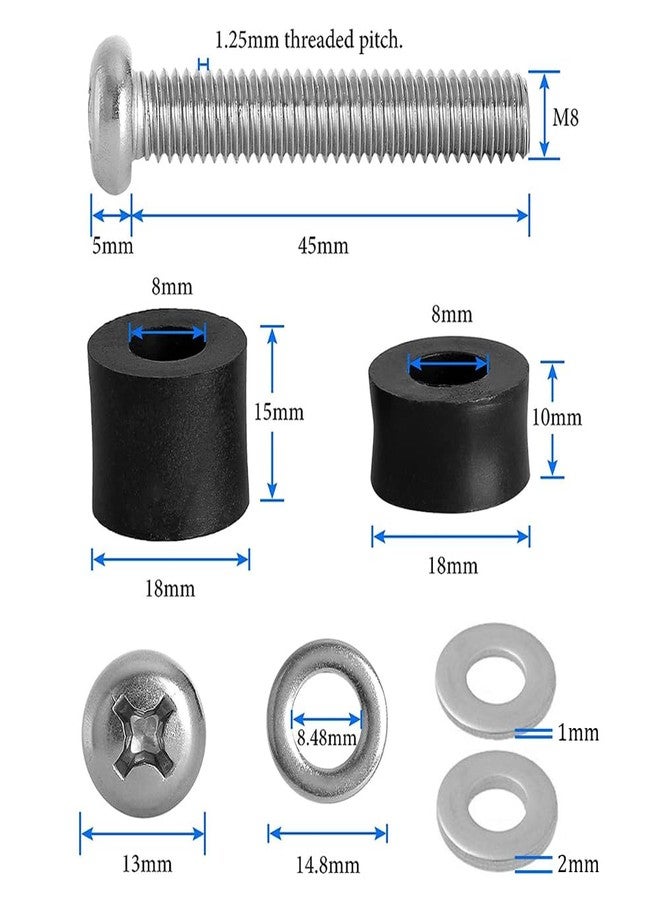 Coret M8 Screws and Washer TV Wall Mount Kit, 304 Stainless Steel M8 x 45mm TV Mounting Bolts Screws for Samsung TV with 25mm Long Spacers - Image 2