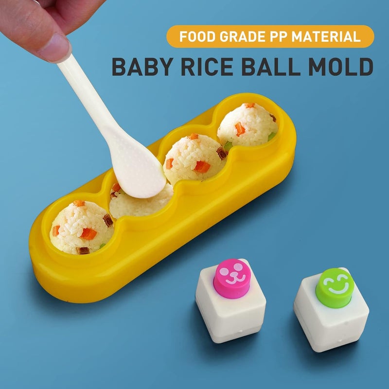 SurpriseSeptember -spherical rice ball mold diy bento sushi tool set with rice spoon 2 smiley face seaweed laver kitchen embossing mold - Image 3