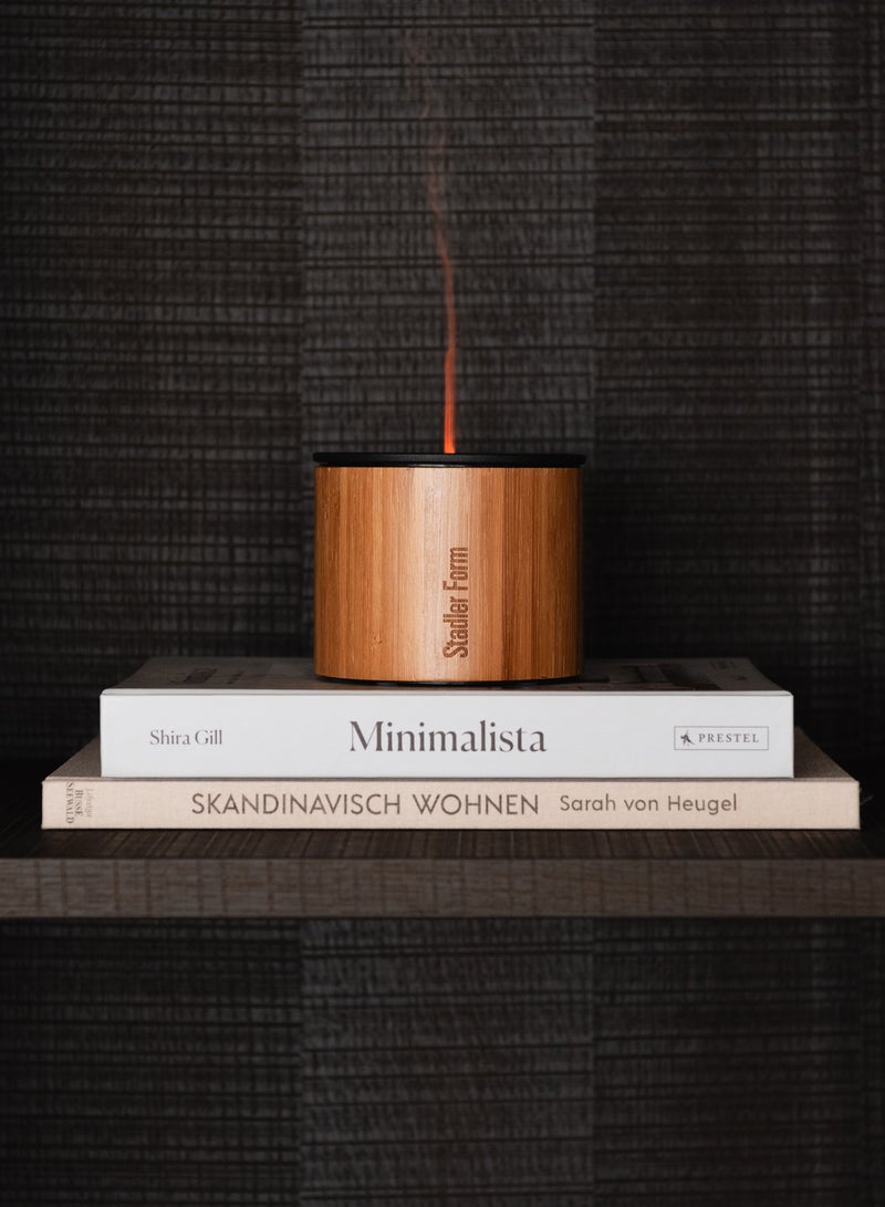 Stadler Swiss Design Aroma Diffuser Nora with Bamboo Housing and Aluminum Lid for Indoor and Outdoor Use Emits Essential Oils and Enchanting with Flame Effect Wireless up to 7 Hours Battery with 2 Years Warranty and Local Support  - Image 2