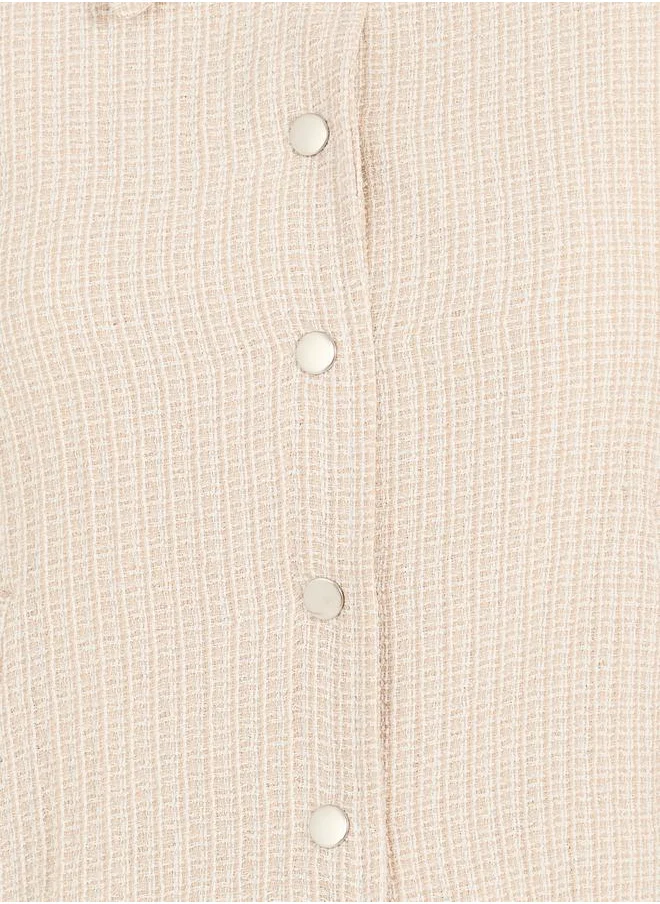 Styli Tweed Collared Jacket with Buttons