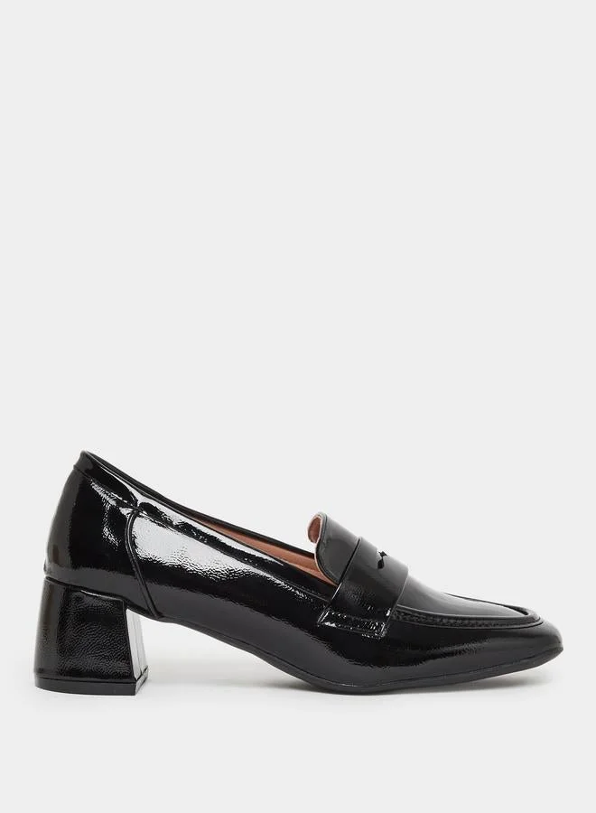 Black Patent Square Toe Pumps