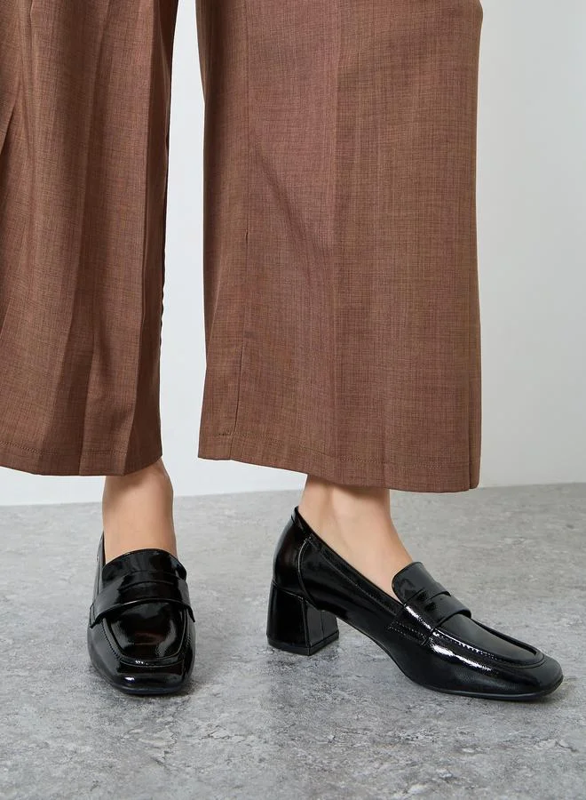 Styli Black Patent Square Toe Pumps