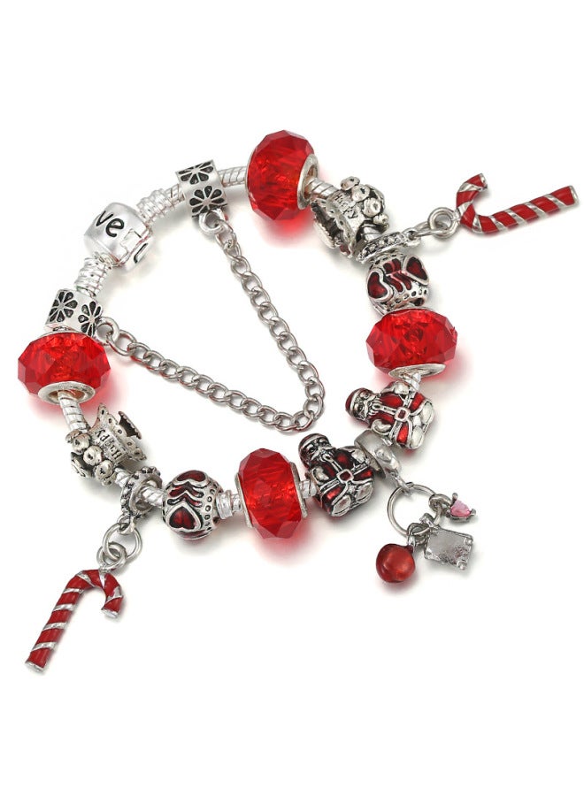 Special Offer! 25 Christmas Crystal Bracelet Bracelet Women Children's Christmas Tree Bell Pendant Love Silver Plated Chain