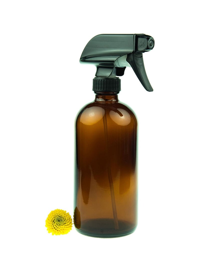 QUESERA Empty Amber Glass Spray Bottle Large 16 oz Refillable Container is Great for Essential Oils Homemade Cleaning Products Aromatherapy Durable Black Trigger Sprayer  Mist and Stream Setting  - Image 1
