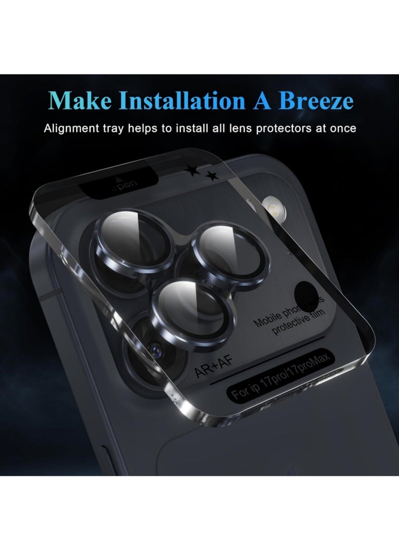 اووكاي واقيات عدسة الكاميرا لهاتف iPhone 17 Pro Max/17 Pro، واقيات فردية متينة عالية الدقة، مقاومة للخدش، غطاء واقي شاشة كاميرا من الزجاج المقوى الرقيق (أزرق محيطي، 17 Pro Max/17 Pro) - Image 5