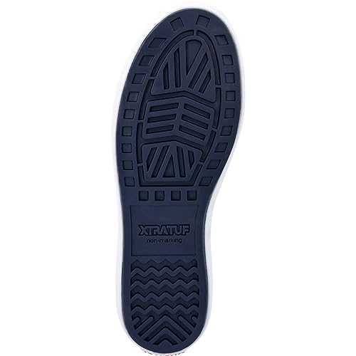 Xtratuf Men's Fishing Rain Watertight Anglers Rubber Chevron Pull Tabs Ankle Deck Boots, Navy & Red, 10 - Image 3
