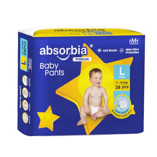 Absorbia Jumbo Baby Pants | Large | 64 Pieces | 9-14 Kgs | Pack of 1 - Image 1
