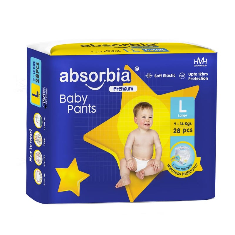 Absorbia Jumbo Baby Pants | Large | 64 Pieces | 9-14 Kgs | Pack of 1 - Image 2