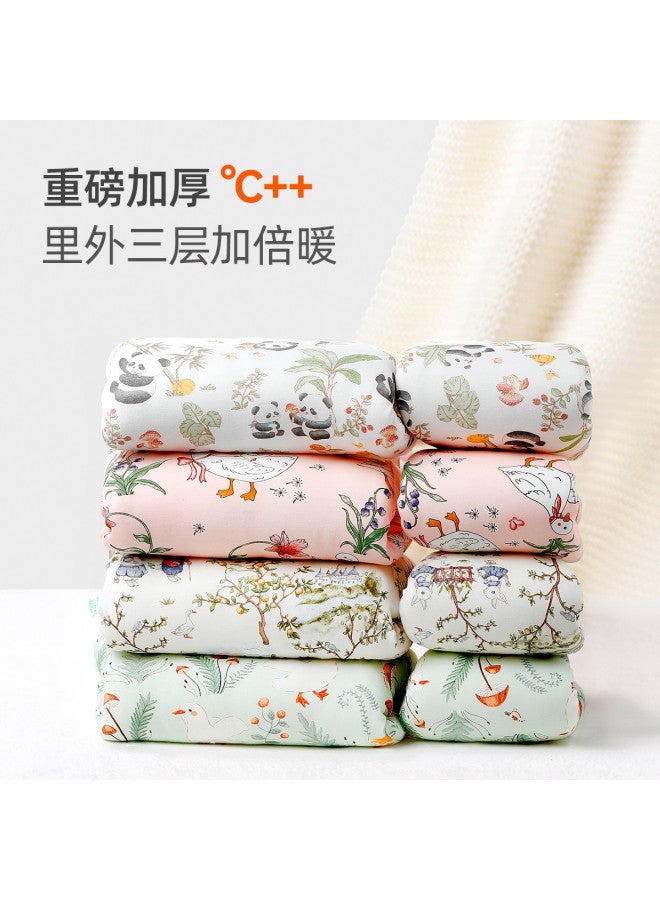 YISHUANGER مجموعة ملابس داخلية دافئة للأطفال الرضع مجموعة منفصلة من قطعتين ملابس شتوية خريفية مصنوعة من القطن السميك والحراري - Image 3