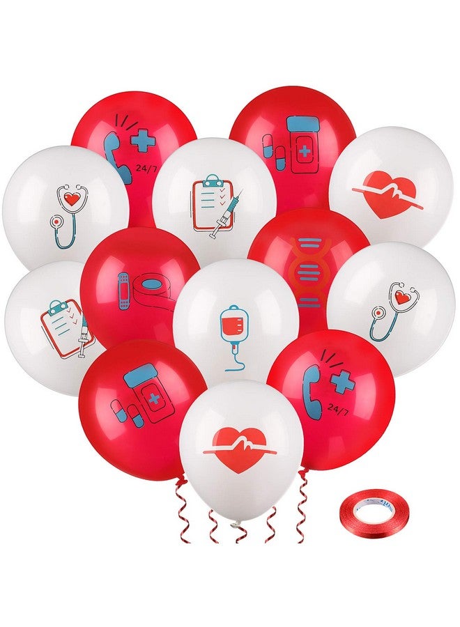 Skylety 40 Pieces Nurse Balloons 12 Inch Red and White Nursing Latex Balloons Party Decoration Supplies CNA Week Graduation Decoration - Image 1