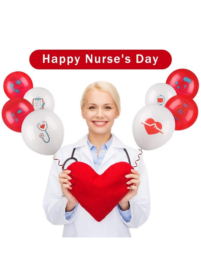Skylety 40 Pieces Nurse Balloons 12 Inch Red and White Nursing Latex Balloons Party Decoration Supplies CNA Week Graduation Decoration - Image 3