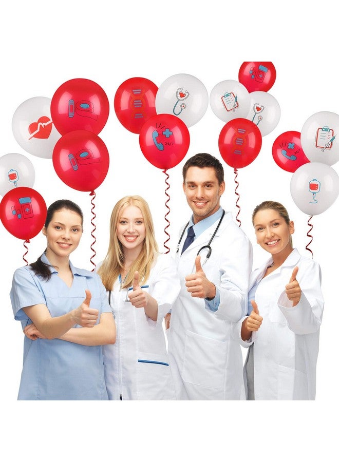 Skylety 40 Pieces Nurse Balloons 12 Inch Red and White Nursing Latex Balloons Party Decoration Supplies CNA Week Graduation Decoration - Image 5