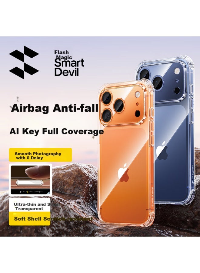 Shanmo [built-in Ai Shooting Button] Case For Apple Iphone 17 Pro, Shockproof Airbag Protection Cover With Full Lens Protection, Transparent Anti-yellowing Soft Case For Men And Wome