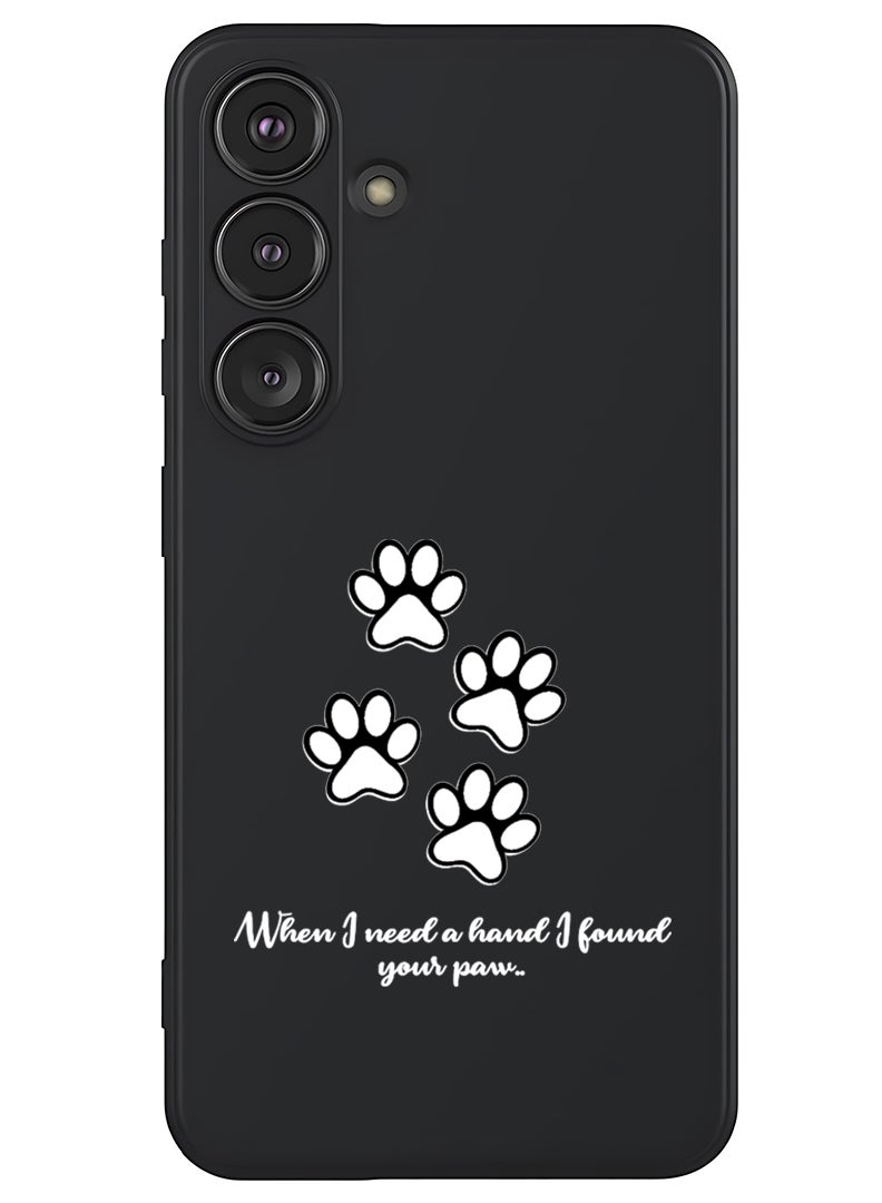 Theodor Protective Slim Fit Case Liquid Silicone Cover with Full Body Protection Anti-Scratch Shockproof Case For Samsung Galaxy S25 (Black) - paw print - White  - Image 1