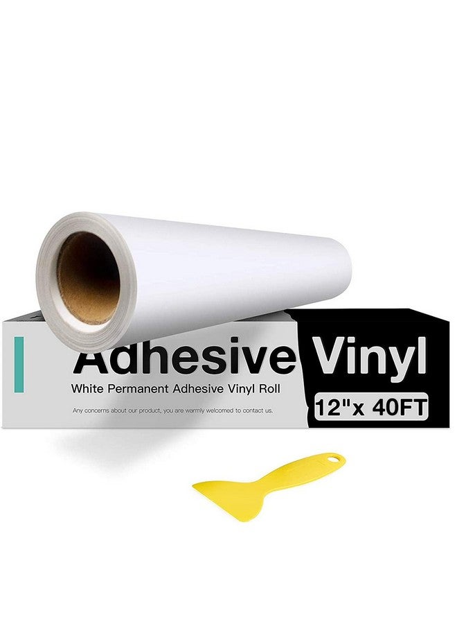 HTVRONT White Permanent Vinyl White Adhesive Vinyl For Cricut 12" X 40 Ft White Vinyl Roll For Cricut Silhouette Cameo Cutters Signs Scrapbooking Craft Die Cutters - Image 1