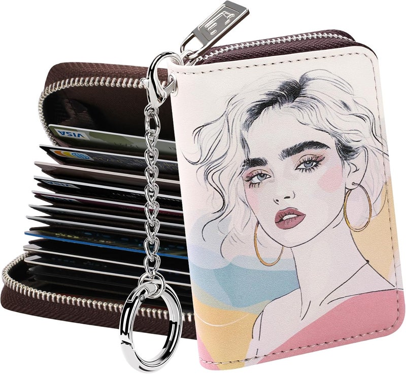 FurArt Zipper Wallet Women, RFID Blocking Credit Card Wallet, Business Card Holder, Compact Size KeyChain Wallet - Image 1