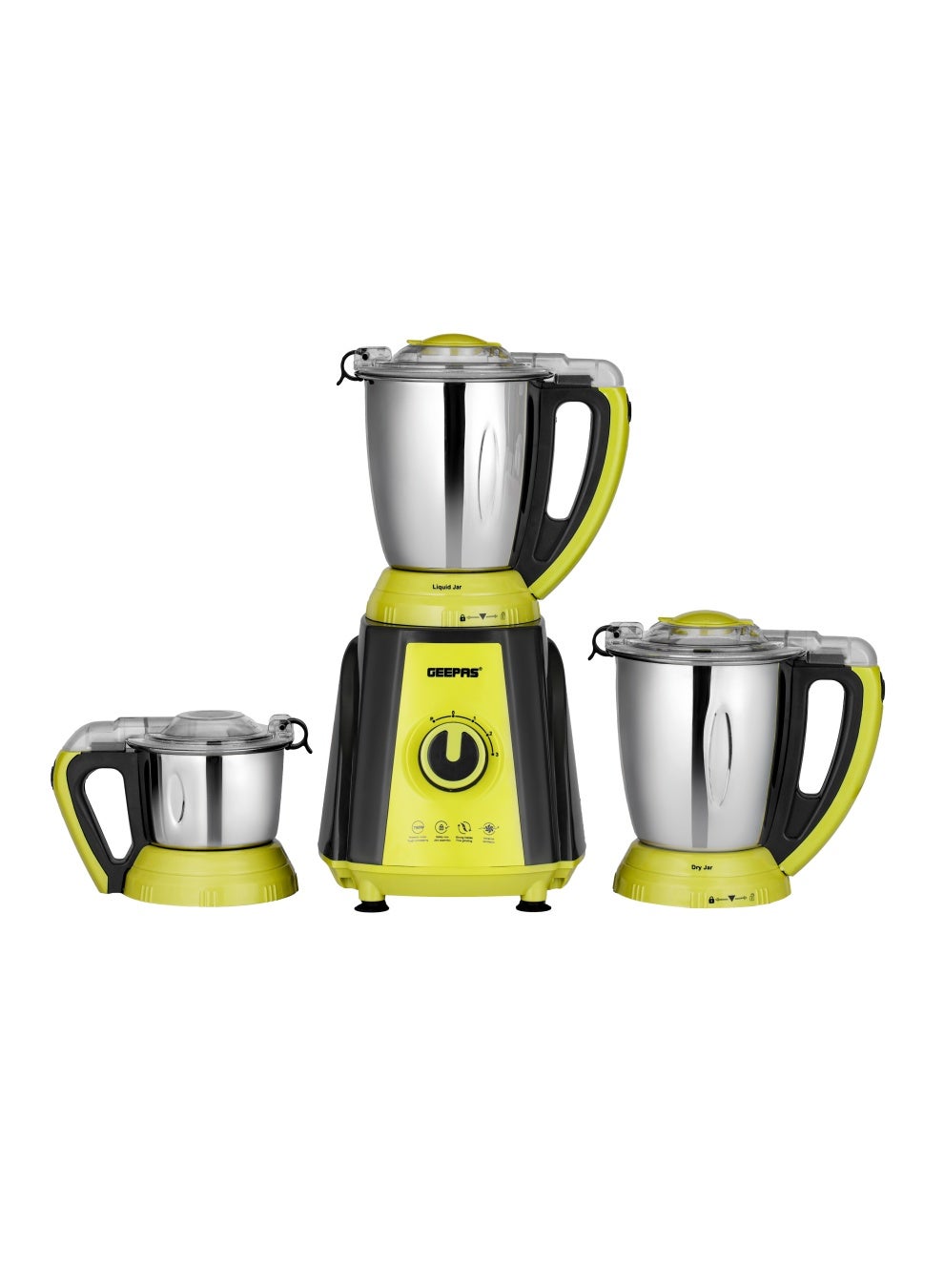 GEEPAS 3-in-1 Mixer Grinder 750 W | 3 Speed Settings | 1.5L Blending Jar & Grinder Jar, 0.5L Chutney Jar | Pulse Function | Wet & Dry Grinder| GSB44040 1.5 L 750 W GSB44040 Green