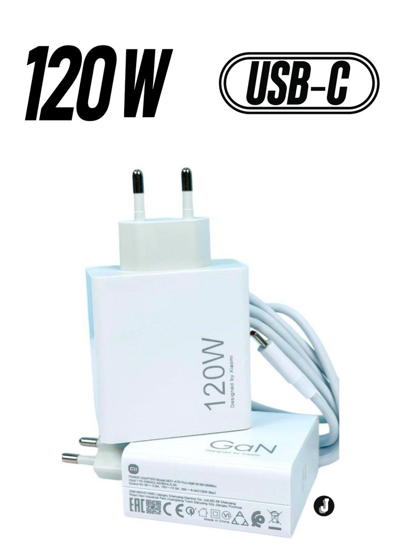 "NEW Xiaomi 120W GaN USB-C Fast Charger with Type-C Cable – Ultra-Fast Charging Solution"