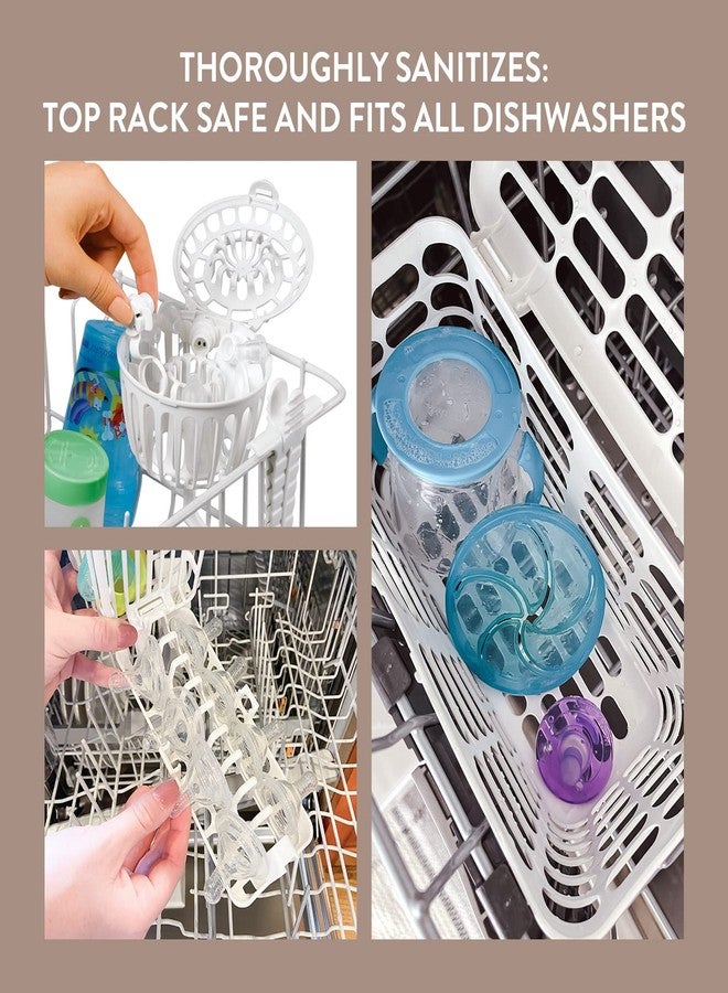 Prince Lionheart Made in USA High Capacity 3-in-1 Dishwasher and Spill Proof Vave Cleaner Basket for Toddlers & Infants Bottle Parts & Accessories | Fits all Dishwashers | 100% Recycled Plastic,White - Image 4