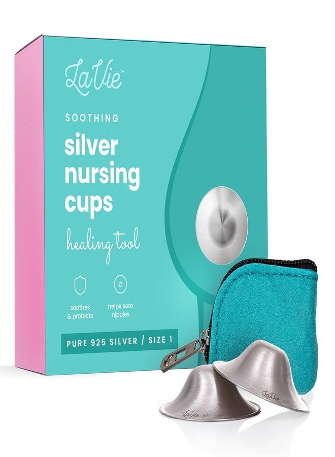 LaVie Silver Nursing Cups, Soothing Protection for Nursing Nipples of Newborns, Calming Relief for Breastfeeding Moms, 925 Silver Nipple Covers All Natural (Size 1) - Image 1