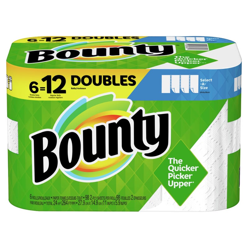 Bounty Select-A-Size Paper Towels, White, Big Rolls, 6 Count of 74 Sheets Per Roll, 6 Count (Pack of 1) - Image 1